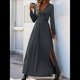 thumbnail image 5 of Vestido Elegante de Otoño 2025 para Mujer, con Escote en V Profundo, Larga y Abertura, para Boda, Noche, Graduación, Fiesta Gris Oscuro XL, 5 of 9