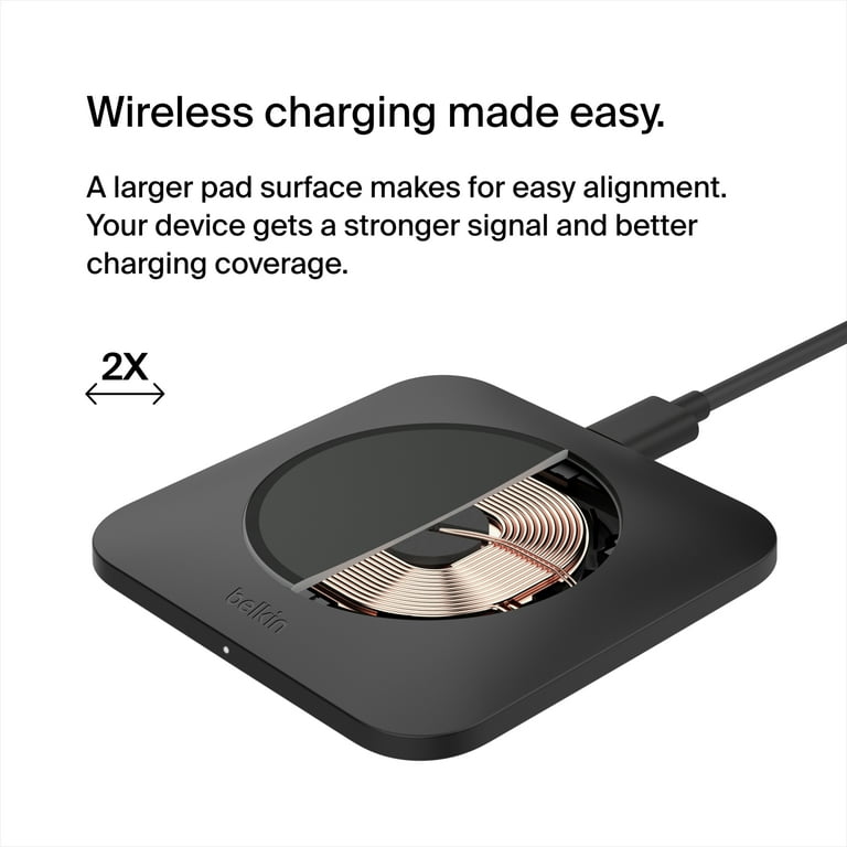 Belkin Quick Charge Wireless Charging Pad - 15W Qi-Certified for iPhone,  Samsung Galaxy, Apple Airpods Pro & More - Charge While Listening to Music