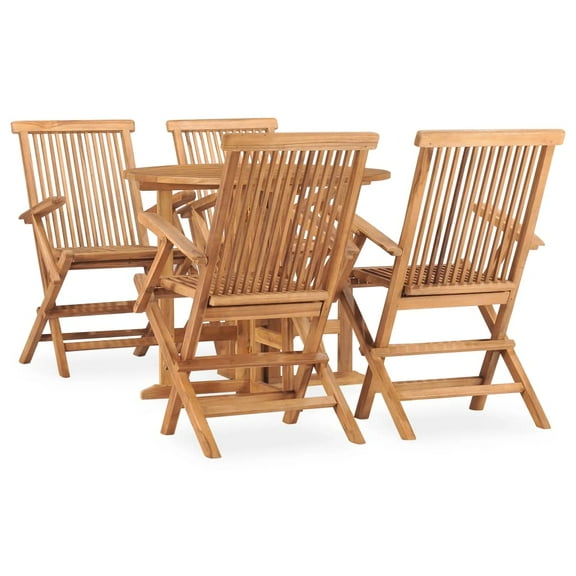 vidaXL 5 Piece Folding Patio Dining Set Solid Teak Wood