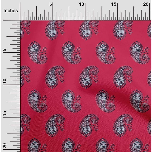 oneOone Cotton Poplin Fabric Paisley Block Print Fabric BTY 42 Inch Wide