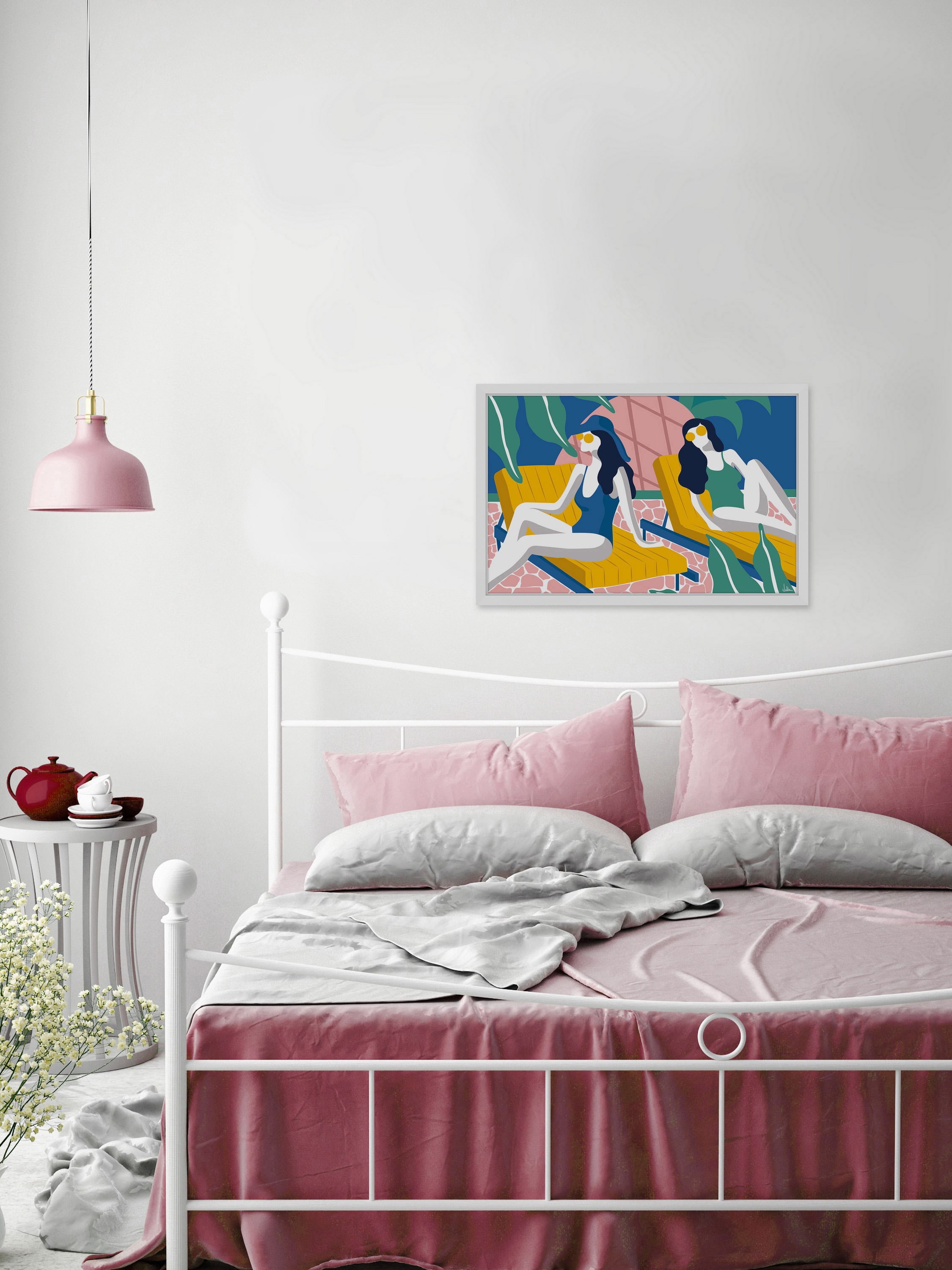 Girls on Vacation Framed Painting Print