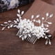 thumbnail image 3 of Nvzi Horquillas para el pelo de boda con flores para novias, peinetas con perlas de cristal, pinzas para el pelo, accesorios para el pelo de boda dorados, joyas, color blanco, 3 of 5