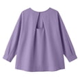 thumbnail image 5 of Lenpel Women's Tops 3/4 Length Sleeve Crew Neck Open Back Pleated T-Shirts Loose Tunic Blouses Trendy Casual Tees, 5 of 7