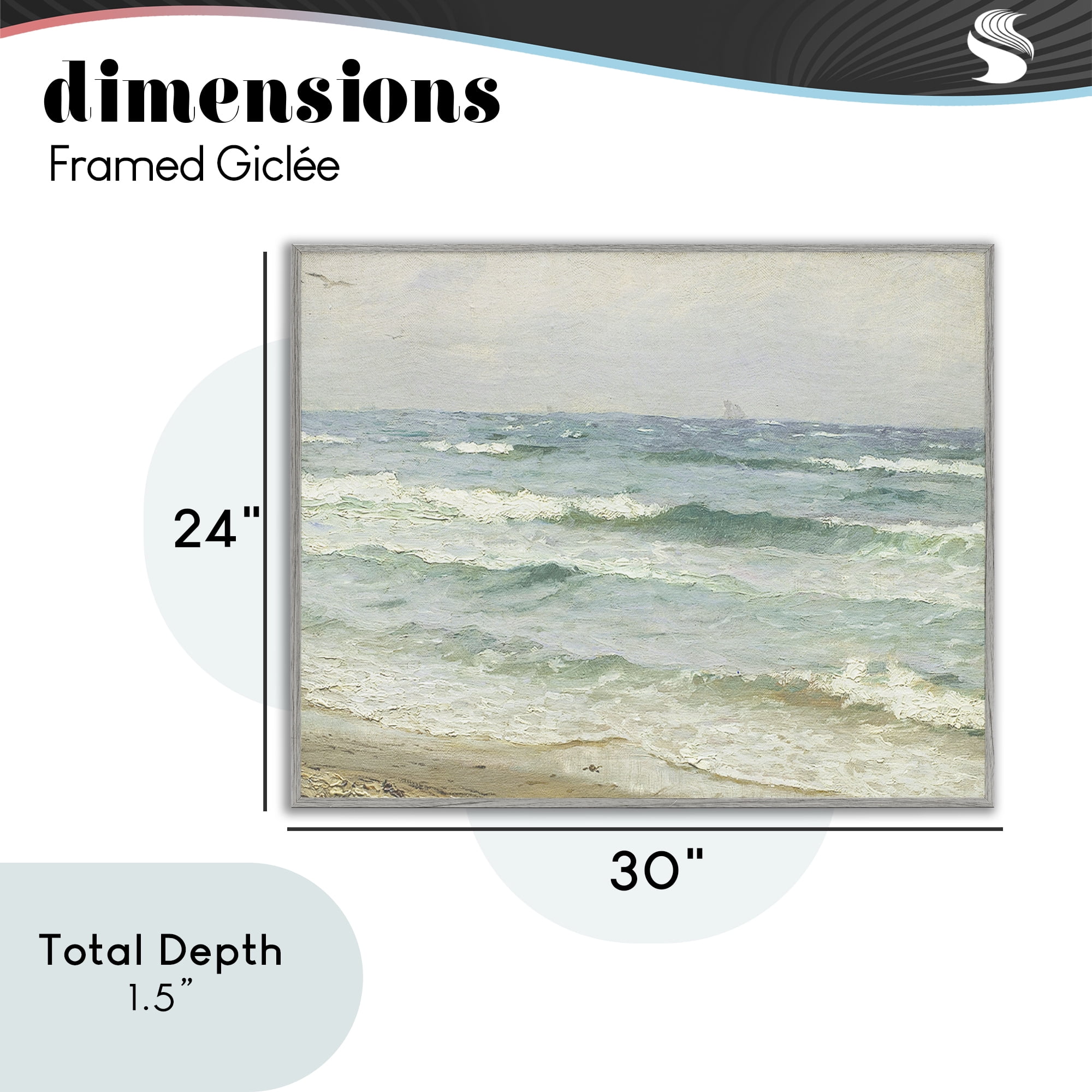 Stupell Industries Vintage Waves on The Shore Gray Framed Giclee Art, design by Leah Straatsma
