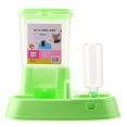 thumbnail image 1 of Comedero automático para mascotas, dispensador de comida desmontable, botella de agua, herramienta de alimentación para gatos y perros, color verde, 1 of 11