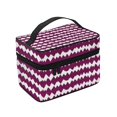 thumbnail image 4 of Handbag Travel Bag Cosmetic Bag 9×6.3×6.7in Multi-Function Bag Large Capacity For Camping Travel Family Travel Magenta Houndstooth_3, 4 of 6