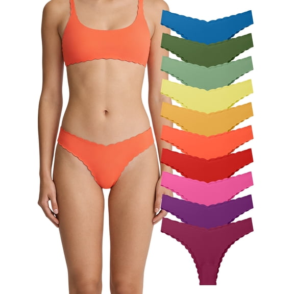 LEOKE 10 Pack Seamless Underwear for Women No Show Cheeky Bikini Panties Stretch V Cut Panty, XS-XL
