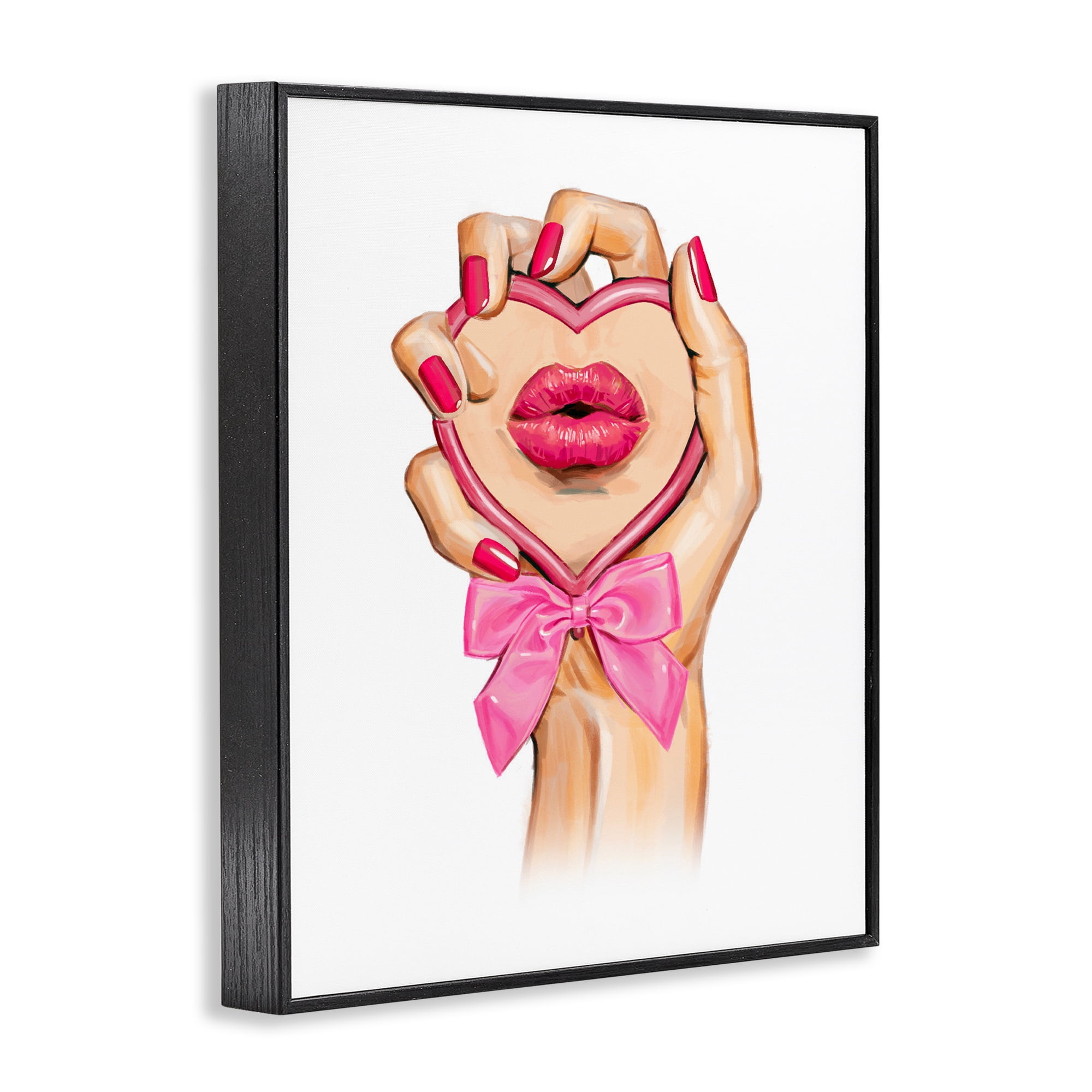 Pink Lips in Mirror Black Framed Giclee Art, design by Ziwei Li