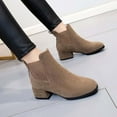thumbnail image 1 of LSLJS Bottes d'Automne Hiver pour Femmes Couleur Unie Talon Épais Bottes Courtes Mi-Hautes Bout Rond, Bottines & Bottillons pour Femmes, Bottes pour Femmes, 1 of 6