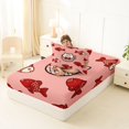 thumbnail image 4 of Manfei Cute Bowknot Cat Twin Fitted Sheet, Cartoon Fish Bedding, Pink Red, 2-Piece, 1 Fitted Sheet and 1 Pillowcase, 4 of 6