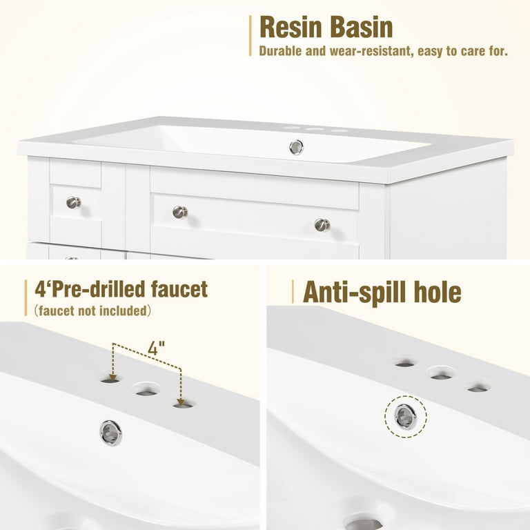 30 Bathroom Vanity with Single Sink, Bathroom Cabinet Set with Sink Combo,  Wood Storage Bathroom Vanities with Undermount Sink - On Sale - Bed Bath &  Beyond - 37180776