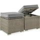 thumbnail image 1 of JJUN Set of 2 Wicker Ottomans, Multipurpose Outdoor Furniture for Patio, Backyard, Additional Seating, Footrest, Side Table w/Storage, Removable Cushions - Cement Gray/Taupe, 1 of 15