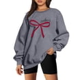 thumbnail image 3 of Diufon Christmas Sweatshirt for Women Cute Bow Printed Long Sleeve Crewneck Pullover Tops Fall Fashion Clothes, 3 of 4