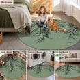 thumbnail image 5 of Green Black Branches Round Area Rug 8Ft Washable Large Circle Rugs for Living Room Dorm, Botanical Dead Tree Birds Non-Slip Carpet Floor Mats Indoor Outdoor Carpet Runner Aesthetic Home Decor, 5 of 8