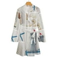 thumbnail image 4 of Blue Sand Beach Sea Shells Night Robe Long Sleeve V Neck Robe With Belt Women's Sleepwear Dresses, 4 of 9
