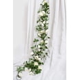 thumbnail image 2 of Nvzi 3 piezas de 6,56 pies de flores artificiales de rosa de seda para colgar en la boda, guirnaldas para decoración del hogar, exterior e interior, flores (blancas), 2 of 5