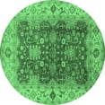 thumbnail image 1 of Ahgly Company Indoor Round Oriental Emerald Green Traditional Area Rugs, 4' Round, 1 of 4