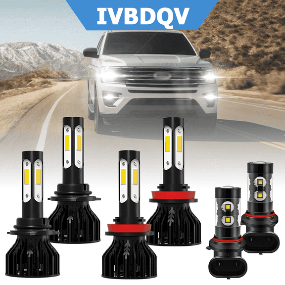 For Ford Expedition 2019-2020 LED Headlights Combo 9005 High   H11 Low Beam   9145 Fog Light Kits 6Pcs 6000K White