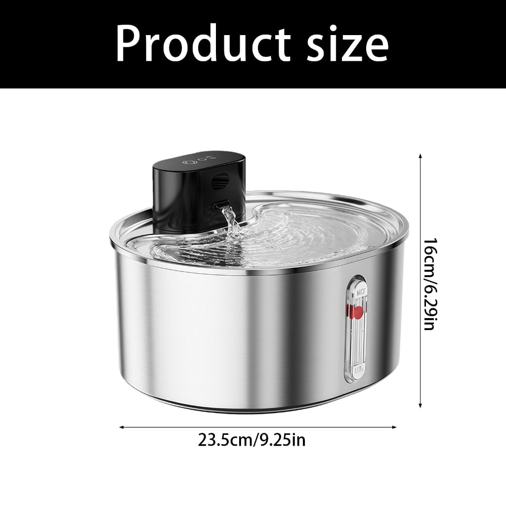 Motion Activated Pet Water Fountain Stainless Steel Construction USB for Home Use