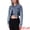 Gray Blue, variant on Women's Button Down Cargo Washed Jean Jackets M Gray Blue