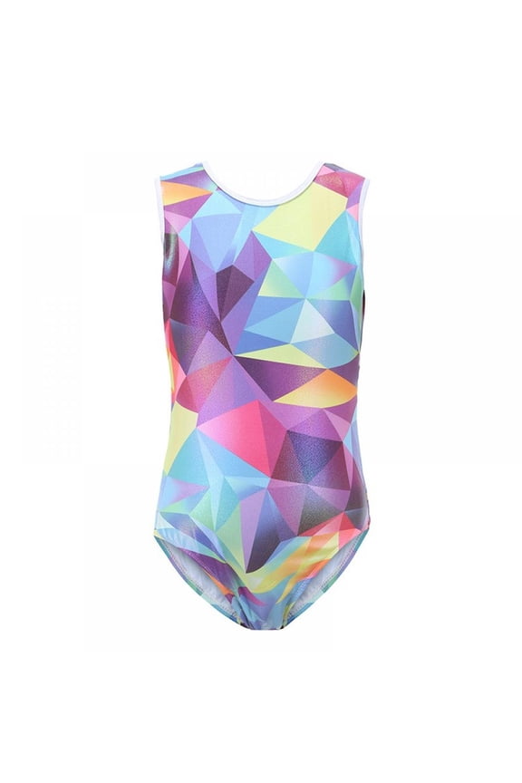 Leotards for Girls Gymnastics Ballet Dance Geometric Metallic Tank Leotards 5-14 Years