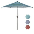 thumbnail image 1 of Topcobe 8.7' Outdoor Patio Umbrella with Push Button Tilt & Crank, Solar 24 LED Lighted Table Umbrella for Garden Lawn Backyard & Pool, Blue Stripes, Umbrella Base is not Included, 1 of 1
