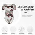 thumbnail image 6 of Rateoe Christmas Snowman With Hat Printed Women Rash Guard Short Sleeve,Tummy control Swimsuit Surfing Swimsuit Bathing Suit Short-sleeved Onesie UPF 50+, 6 of 6