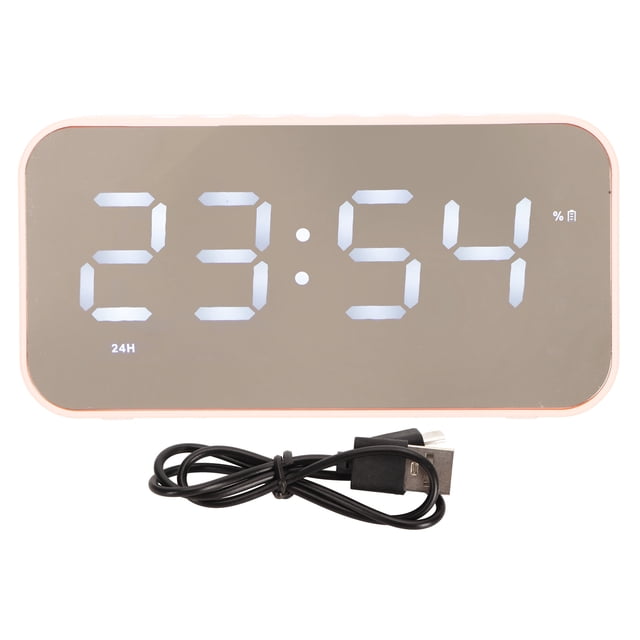 Altavoz Bluetooth inalámbrico, sonido estéreo, cancelación de ruido, visualización de temperatura, transmisión de voz, radio FM, espejo, despertador, color rosa