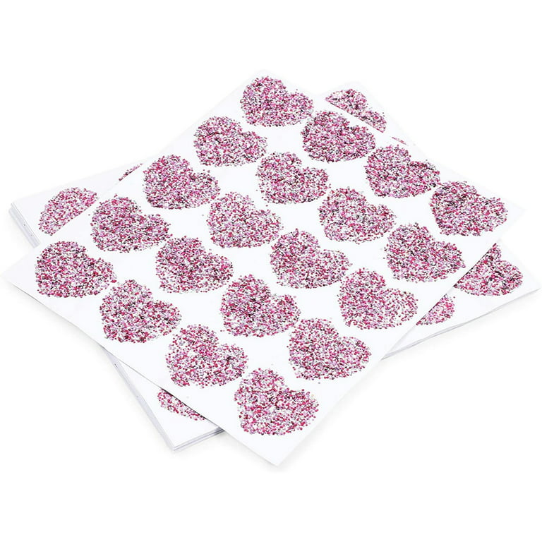 200-Pack 1.5-Inch Holographic Glitter Heart Stickers, Adhesive Sparkle  Decals, Envelope Seal Stickers for Wedding, Birthday, and Graduation  Invitations, Crafting Supplies (Hot Pink) 