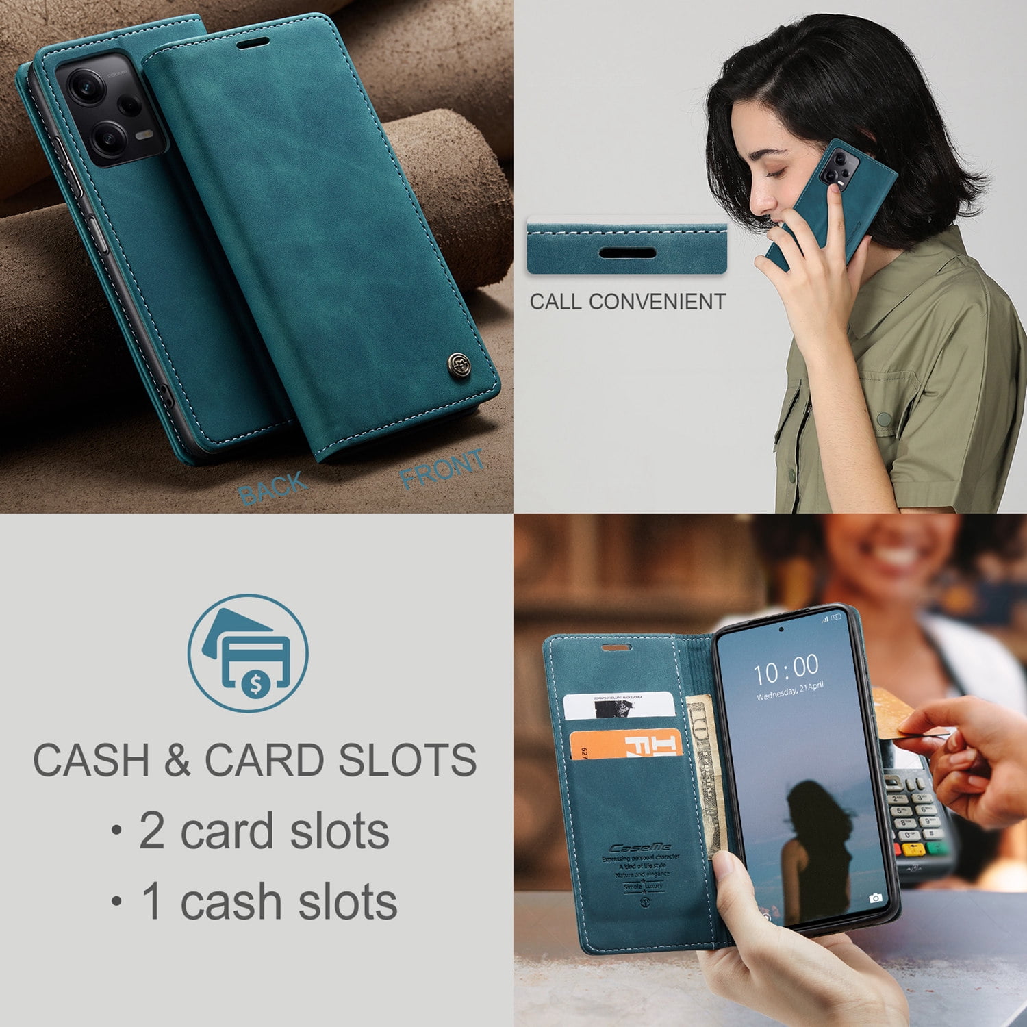 ETFAST Leather Wallet With Card Holder Zipper Phone Case For Xiaomi Poco X5 Pro High Quality Leather Phone Case