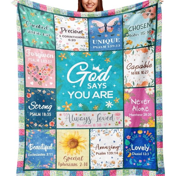 MORAVE Christian Gifts for Women, Floral Religious Blanket, Soft 60x50in Throw Blankets, Inspirational Birthday Gifts ideal for Mom, Daughter, Friend and Sister.