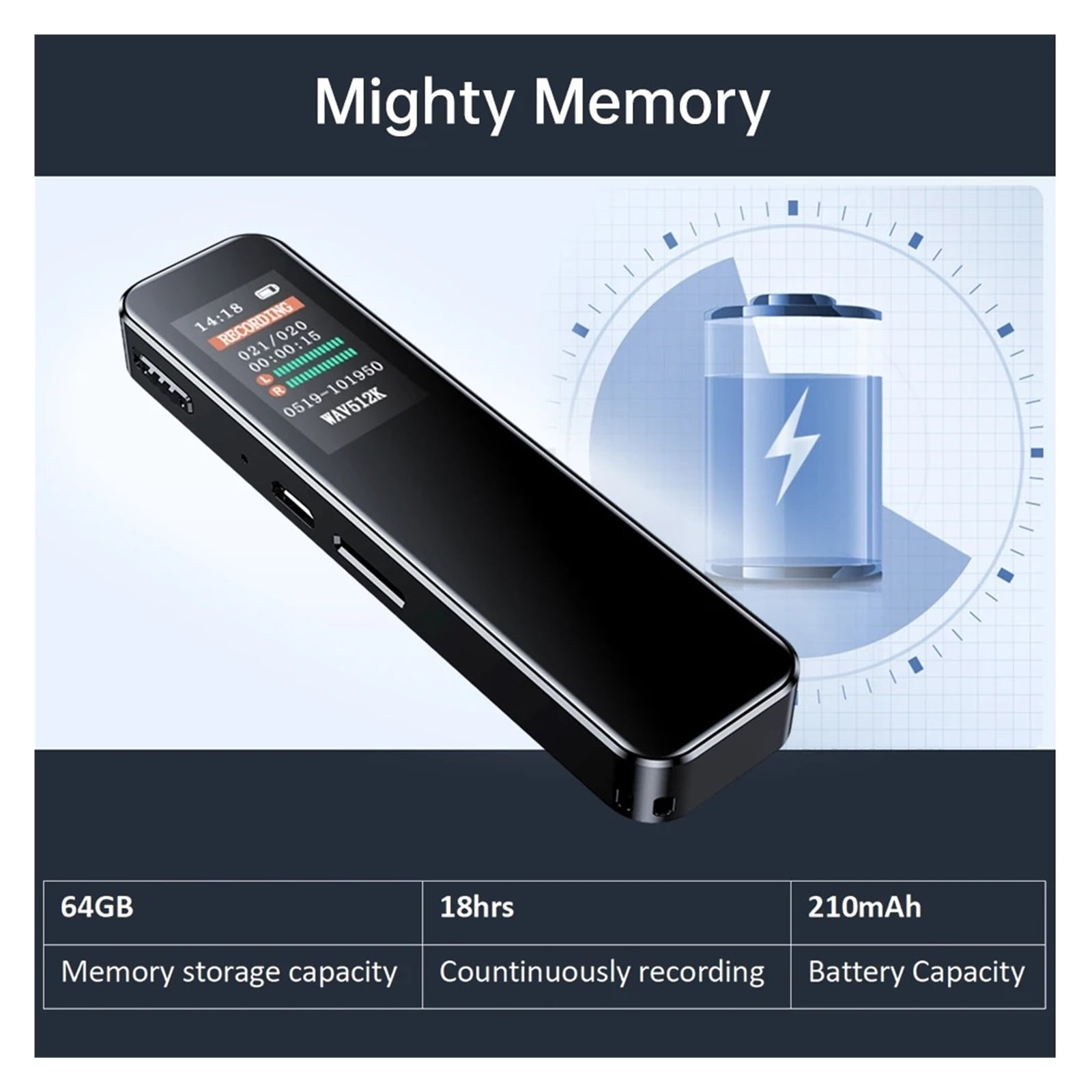 Digital Voice Recorder Noise Reduction Record with Playback Music Player Activated Record Recording ,Multi-Function