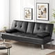 thumbnail image 2 of Modern Faux Leather Futon With Cupholders and Pillows Sofa Living Room Sofas Black Furniture Home Sofas My Lux Decor Round, 2 of 11