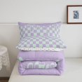 thumbnail image 5 of Manfei Contemporary Grid Full Size Comforter Sets,Checkered Art Bedding Comforter Set,Purple,Polkadot Reversible,3pcs,1 Comforter and 2 Pillowcases,3pcs,1 Comforter and 2 Pillowcases, 5 of 7