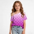 thumbnail image 4 of HAOTAGS Girls Short Sleeve T-Shirts, Cute Casual Summer Round Neck Tee Printed One-Shoulder Tops Pink Size 13, 4 of 9