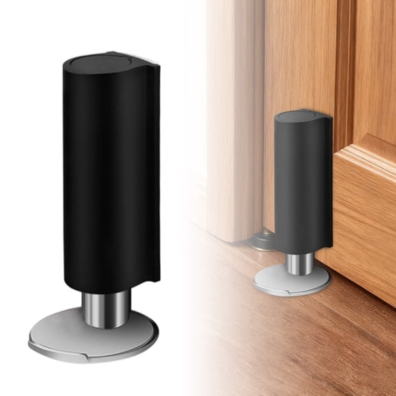 Silent Door Stopper Heavy Duty No Drill Door Stop Suction Device Door Holder Universal Floor Mounted Wall Protector Door Hardware for Bedroom Bathroom Office School(Black)