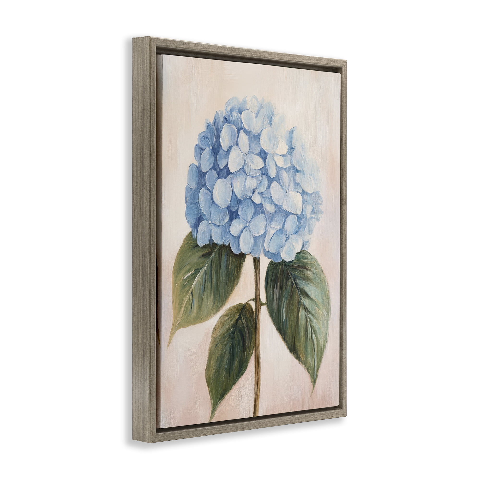 Stupell Industries Baby Blue Hydrangea Brown Framed Floater Canvas Wall Art, design by Petal Prints Design
