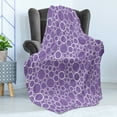thumbnail image 4 of Mauve Soft Flannel Fleece Throw Blanket, Abstract Geometrical Linked Circles in Many Sizes Fractal Diameter Rings Print, Cozy Plush for Indoor and Outdoor Use, 70" x 90", Violet White, by Ambesonne, 4 of 5