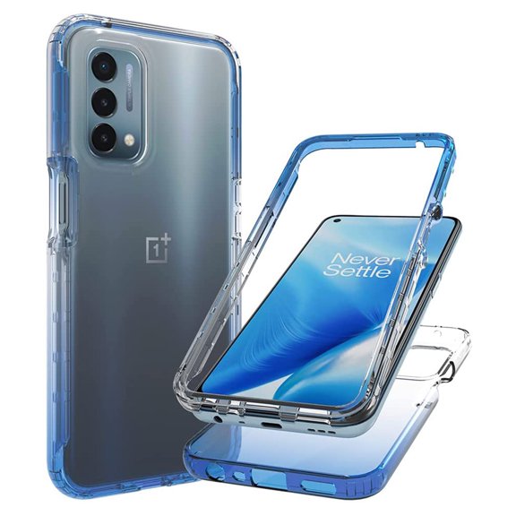 Mantto FOR OnePlus Nord N200 5G Case, 360 Full Body Cover Clear Bumper Protection Case - Shock Proof edges Hybrid Silicone Rubber TPU Bumper Gradient Phone Case for OnePlus Nord N200 5G - Blue