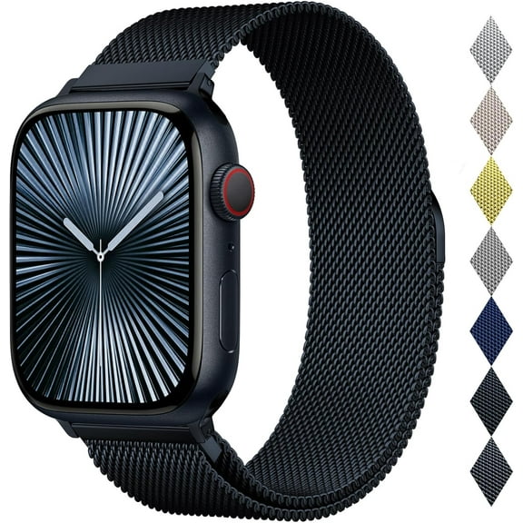 Stainless Steel Milanese Loop Compatible with Apple Watch Band 46mm 42mm 44mm 45mm 49mm 38mm 40mm 41mm men and women, Mesh Loop Magnetic Clasp Replace