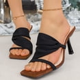 thumbnail image 2 of Rokment Women's Stiletto High Heels Dress Sandals Fashion Casual Suede Square Open Toe Slip on Pumps Dressy Heeled Slides for Ladies Bride Wedding 2026 Black Size 7.5, 2 of 6