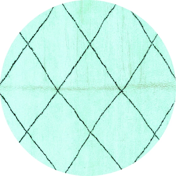 Ahgly Company Indoor Round Solid Turquoise Blue Modern Area Rugs, 5' Round