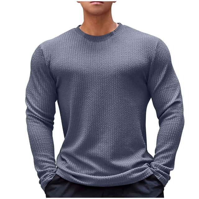 vdgthytj Long Sleeve Shirts for Men Fall Big and Talls Crewneck Slim Tops Comfy Soft Base Layer Pullover Work Tees