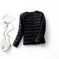 thumbnail image 4 of MPWEGNP Women's V Neck Round Neck Thin Lightweight Pure Color Simple White Duck Down Female Light Down Jacket Black XXL, 4 of 4