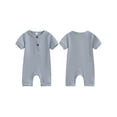 thumbnail image 3 of Caoirhny Newborn Baby Short Sleeve Romper Knit Ribbed Solid Color Cotton Jumpsuits One Piece O-Neck Button Pajamas Playsuit, 3 of 8
