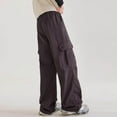 thumbnail image 3 of cocolona Boys Cargo Pants Solid Color Loose Elastic Waist Work Pants Outdoor Hiking Pants with Pockets 5-15Years, 3 of 6