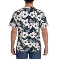 thumbnail image 3 of Bixox Men's Floral Flowers Blue Printed Short Sleeve Skinny Athletic T-Shirt, 3 of 6