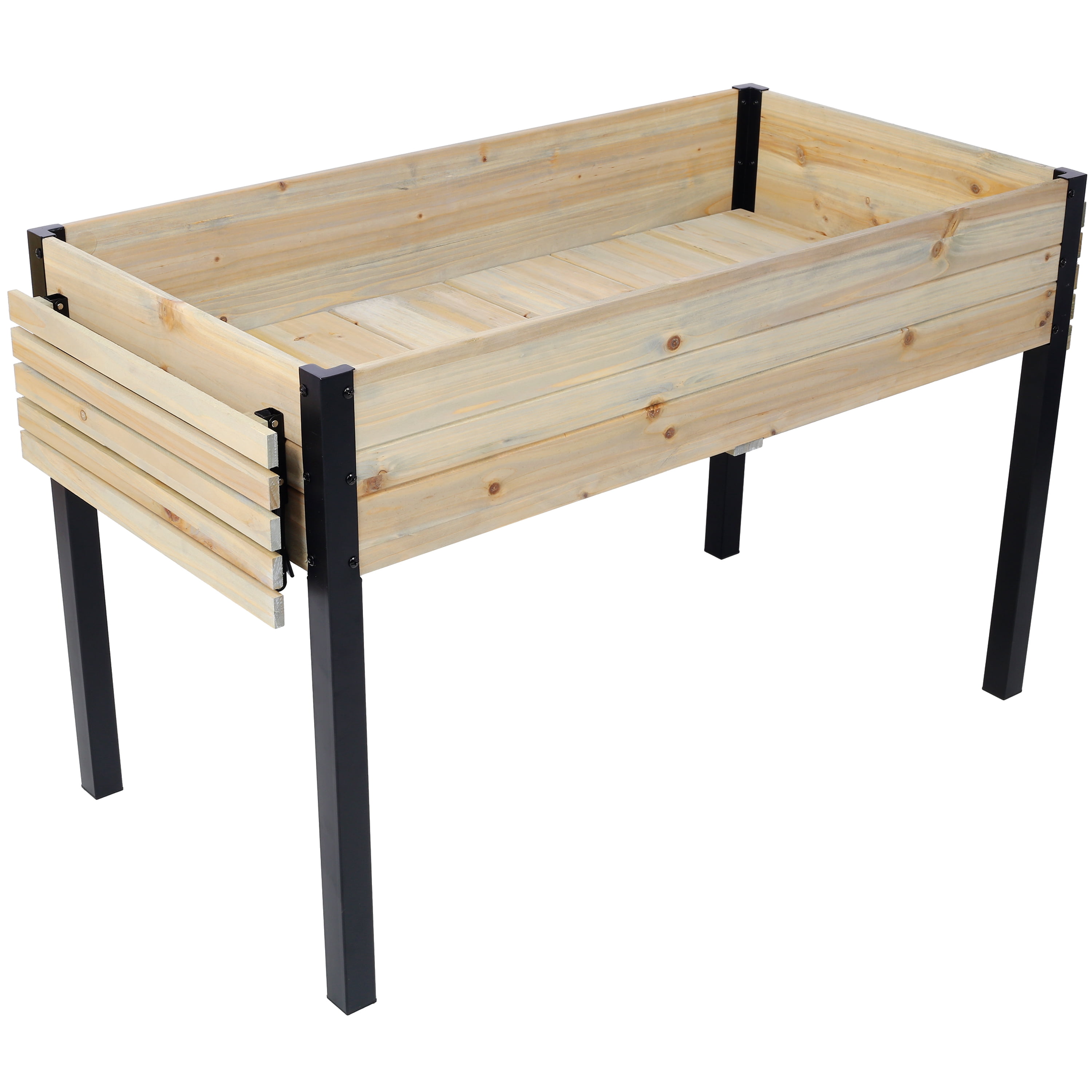 Raised Garden Bed, Planter Box with Metal Legs Storage Shelf for Garden Backyard Patio, Black Brown