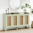 thumbnail image 4 of Tribesigns Rattan Sideboard Buffet Credenza Cabinet, 59" Farmhouse Kitchen Coffee Bar Cabinet with Rattan Doors, Boho Accent Storage Cabinet for Dining Room, Living Room, Kitchen (Mint Green), 4 of 4