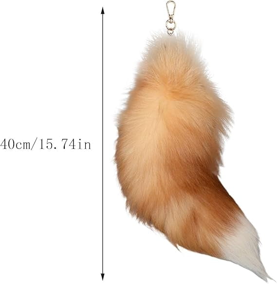 5PC Faux Fox Tail Keychain Pendant, 40CM Fox Tail Keychain Accessories, Soft Fluffy Charm Keyrings Animal Tail for Bag